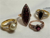 4 D’Joy New 925 Rings Golden South Sea Pearl