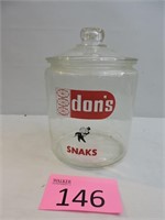 Vintage Don's Snaks Glass Canister
