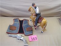 Vintage Western Vest and Pistol, Horse, Doll