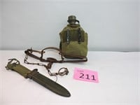 Army Canteen, Metal Knife Sheath, Animal Trap