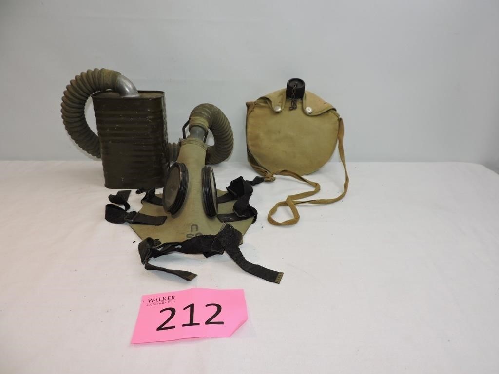 Vintage U.S. Millitary Canteen & Gas Mask