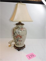 Ceramic Painted Lamp With Wooden Base