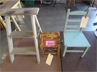 Childs Chair, Bamboo Stool, Step Ladder