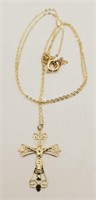 (LB) 10kt Yellow Gold Crucifix Necklace (18"