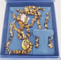 (LB) JTV Tiger's Eye Necklace with 10k Yellow