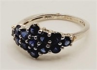 (LB) Blue Sapphire Sterling Silver Ring (size 6)