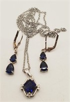 (LB) Blue Sapphire Sterling Silver Necklace (20"