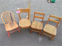 Four Wood Childs Chairs