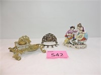 Vintage Ink Well/ Spoon Display Rack/ Figuriene