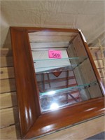 MCM Mirror Backed Display with Glass Shelves