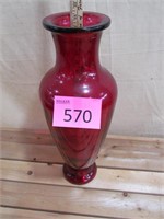 Large 22" Red Heavy Glass Vase