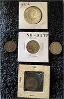 LOT, (5) 1907 - 1971 SILVER AND ERROR COINS