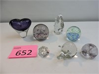 Blown Glass Pieces & 1 Crystal