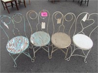 Four Metal Vintage Ice Cream Parlor Chairs