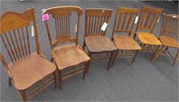 Six Wood Vintage Chairs