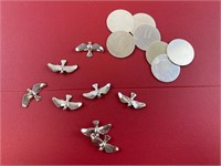 STERLING SILVER DISKS & BIRD CHARMS