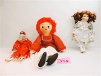 Raggedy Ann, Two Porcelain Dolls