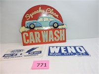 Vintage Sign & Two License Plates