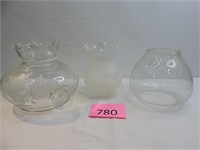 Three Hurricane Lamp Shades