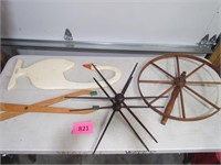 Two Spinning Wheels, Goose, Tongs