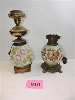 Vintage Parlor Lamp Base & Converted Kerosene Lamp