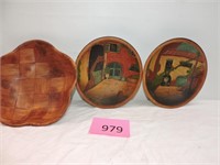 Two Painted Wood Bowls, Composite Bowl
