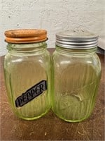 S/2 5" Uranium Glass Salt & Pepper Shakers