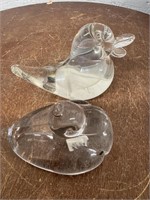 Set of 2 Glass Duck Figurines