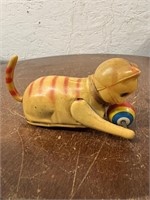 Vintage Tin Litho Cat Celluloid Wind Up