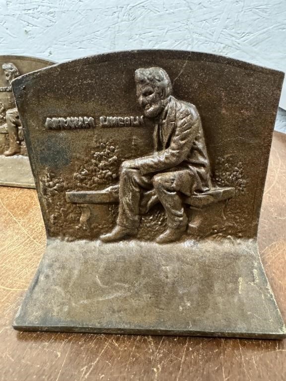 S/2 Cast Iron Abraham Lincoln Bookends