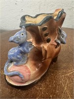Vintage 6" Ceramic Boot/Mice Planter