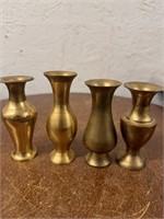 4 Vintage Brass Bud Vases