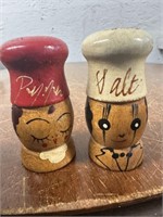 Vintage 2.5" Wooden Salt & Pepper Shakers