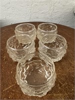 S/5 Mid Century Clear Lava Textured Rock Glasses