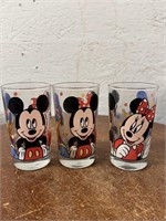 Three 1970's Heavy Clear Disney Glasses