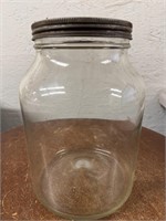 1930's Hazel Atlas Large Jar with Lid 9.5"