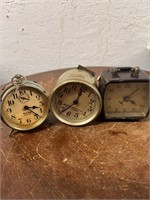 Lot of 3 Vintage Alarm Clocks