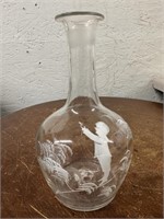 7.5" Mary Gregory Hand Painted/Blown Bud Vase