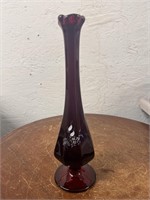 Signed Marlyn Wagner Ruby Red Vase