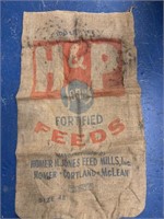 Vintage HP Jones Burlap Feed Bag, Homer NY