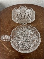 2 Vintage Cut Glass Candy Dishes