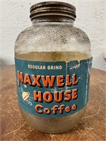 Vintage Glass Maxwell House 1LB Coffee Jar