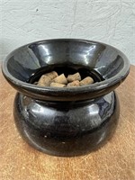 Vintage Black Art Pottery Bowl w/ Corks
