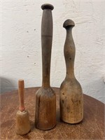 3 Antique Wood Mashers