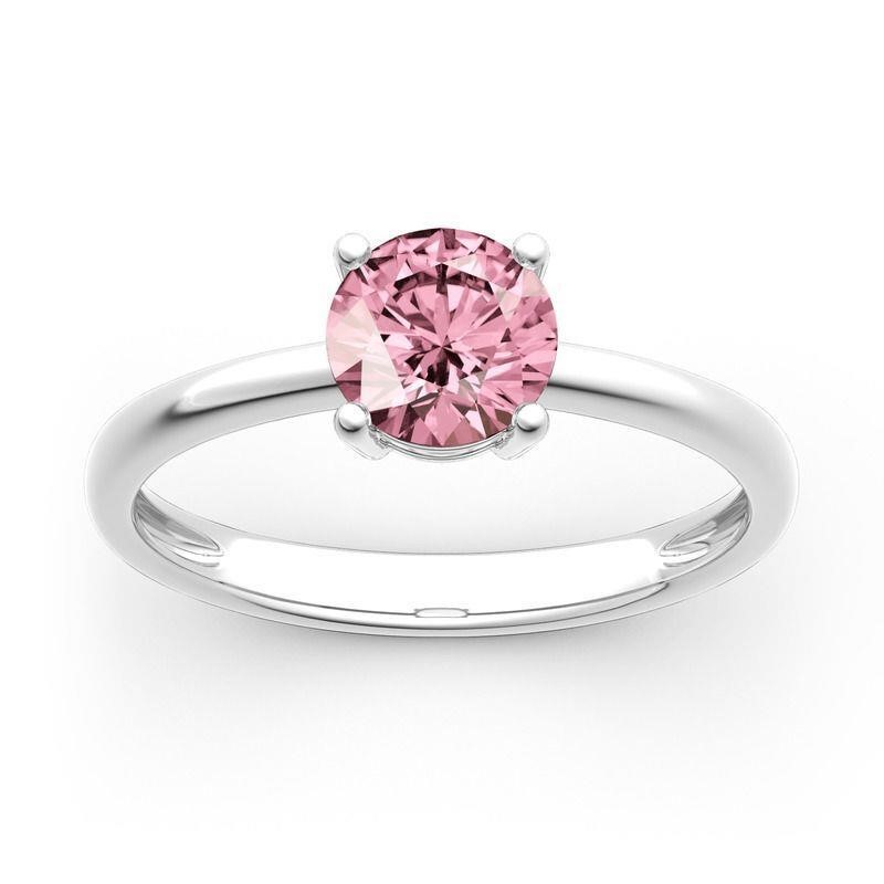 .50 Ct Pink CVD Diamond Ring in 14k White Gold