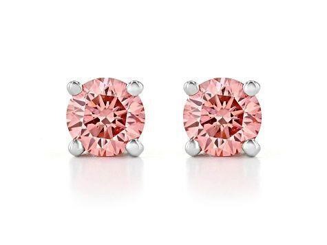 1.00 ct Pink CVD Real Diamond Stud Earrings Woow