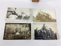 (4) Real Photo Railroad Postcard Black and White