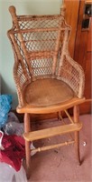 Vintage Wood and Cane High Chair