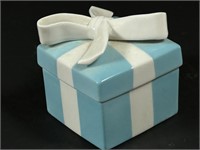 Tiffany and Co. blue and white trinket box.
