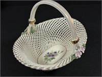 Vintage floral porcelain basket.